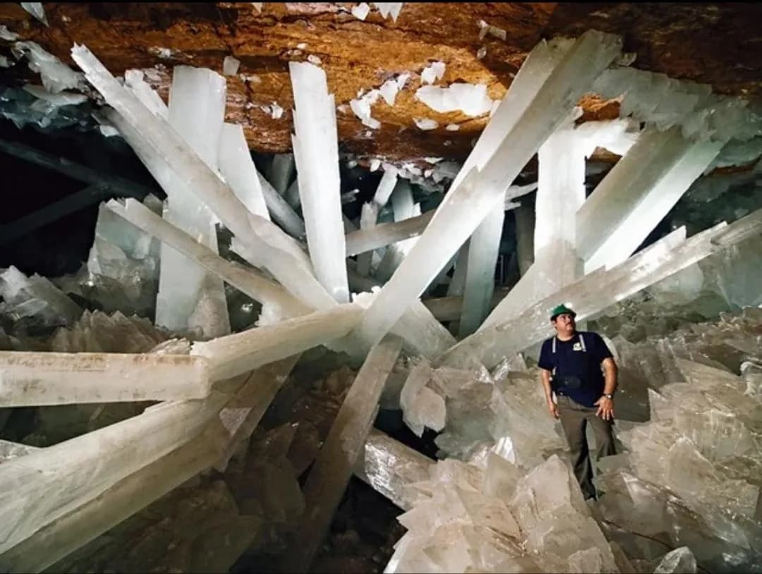 There is a cave in Mexico containing crystals many times the size of humans.