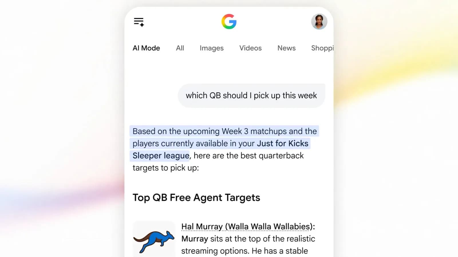 Google AI Mode can hold your hand through fantasy football season - Engadget