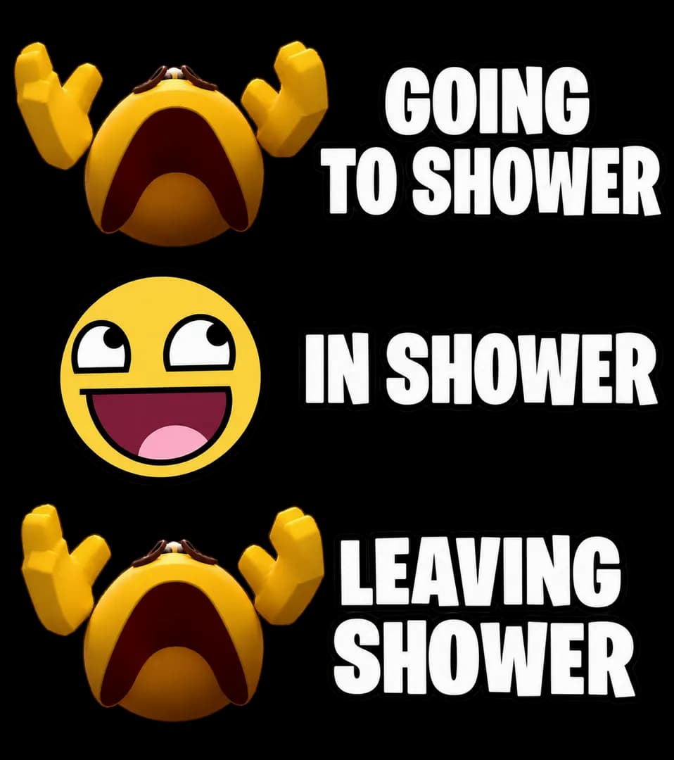 The 3 Stages of Taking a Shower