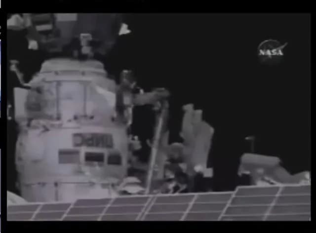 An astronaut appears to be floating away from the ISS... except this spacesuit is completely empty