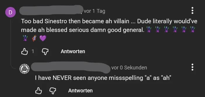 Writing "a" as "ah"