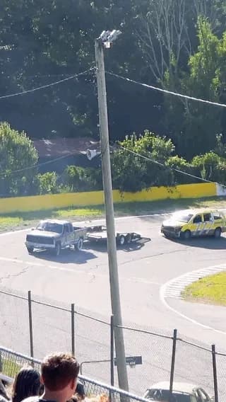 King of the hill race in Hudson speedway , the goal is to park on running trailer