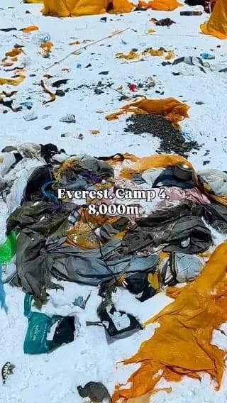 Trash left by climbers on Mount Everest camps