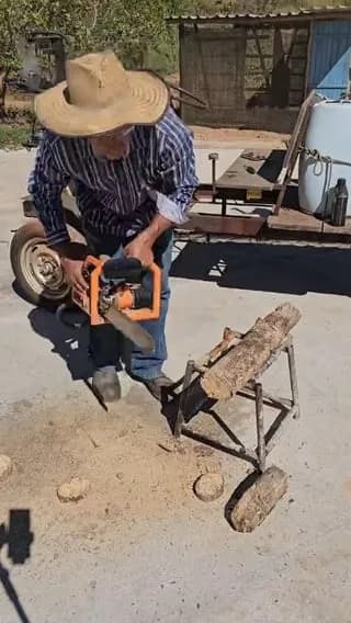 A chainsaw powered by a steam engine