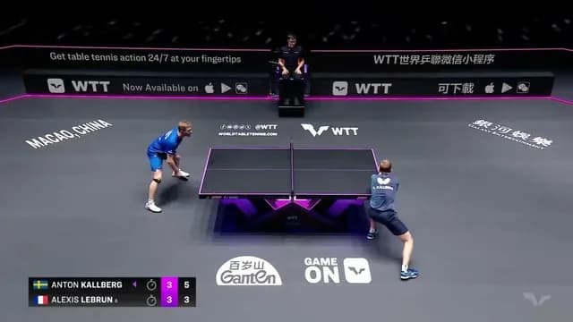 Table tennis pros going at it at WTT Champions Macao 2026