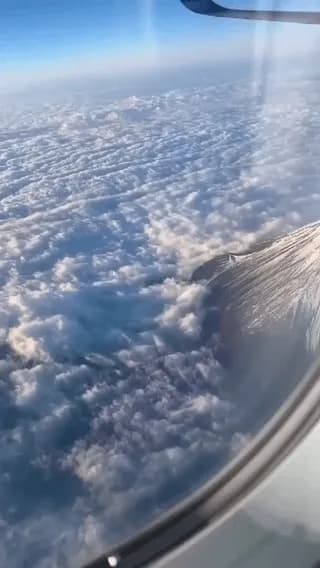 Mount Fuji, seen from an airplane