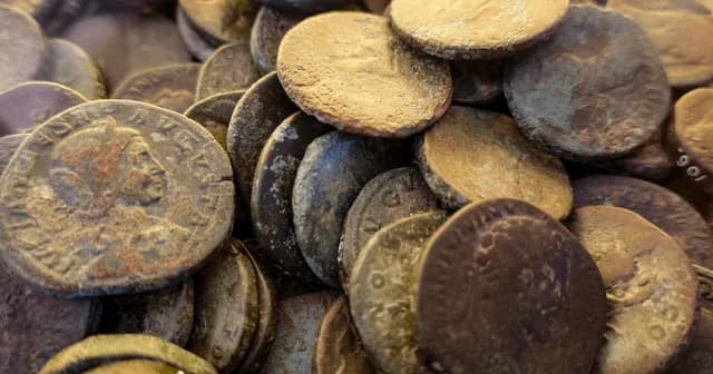 A farmer in Suffolk who went looking for his hammer with a metal detector ended up finding 15000 Roman coins plus gold and silver tableware