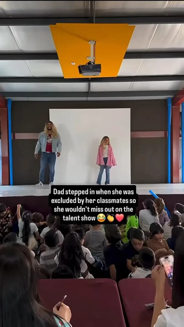 Dad stepped in when she was excluded by her classmates, so she wouldn’t miss out on the talent show