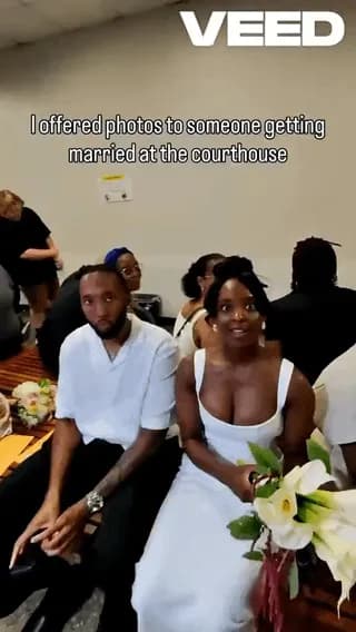 They had no photographer for their courthouse wedding, so she offered to do it for free