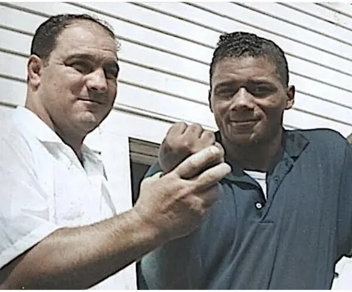 Undefeated boxing heavyweight champion Rocky Marciano (49-0) with Olympic Gold Medallist Floyd Patterson. Patterson’s manager Cus D’Amato had so much respect for Rocky’s power, that he waited until Ma