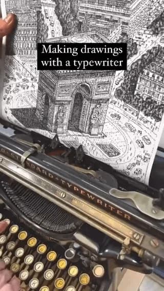 Making drawings with a typewriter.
