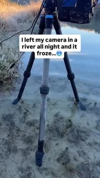 He placed his camera by the river and left it recording all night.