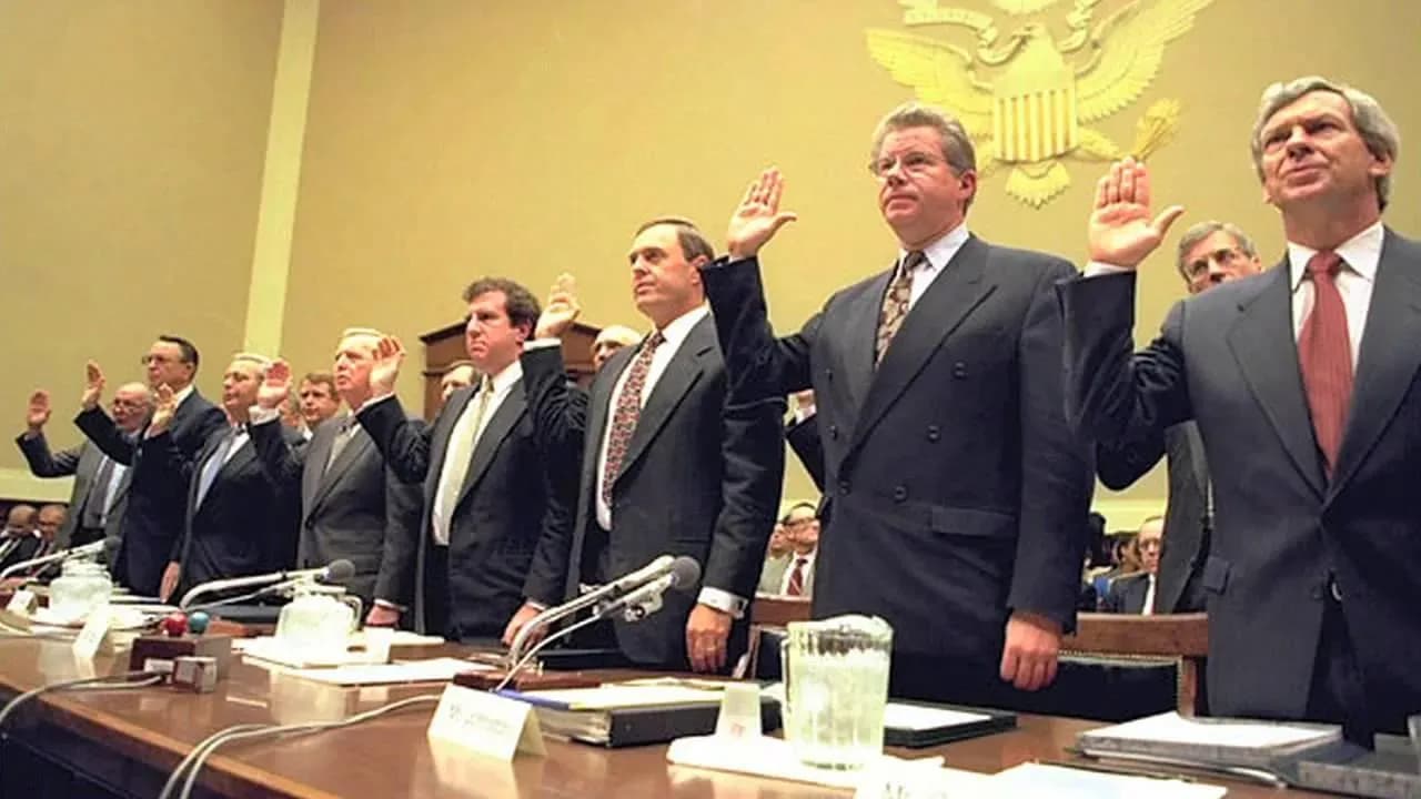 On April 14, 1994, the seven largest tobacco companies in the USA swore that nicotine is not addictive.