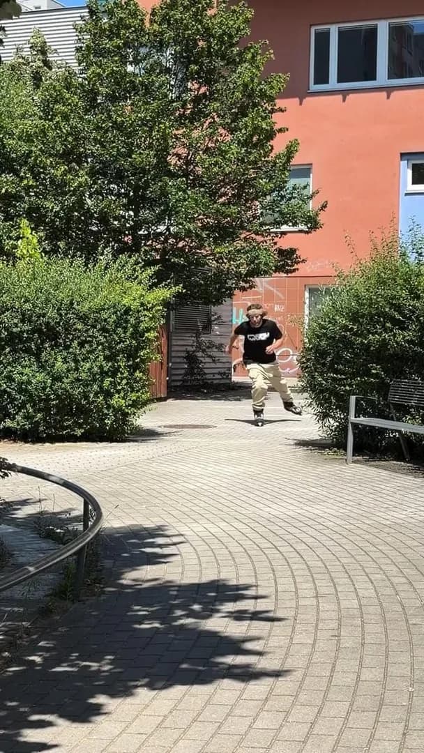 Grinding on skates around an entire circle rail