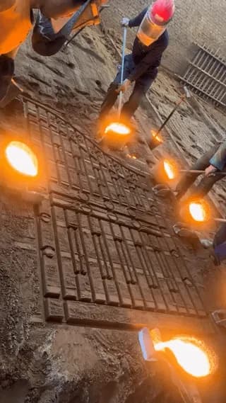 Simultaneously pouring Molten Iron to make a gate