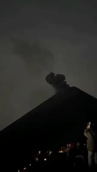 Fuego Volcano erupts with volcanic lightning over Antigua, Guatemala