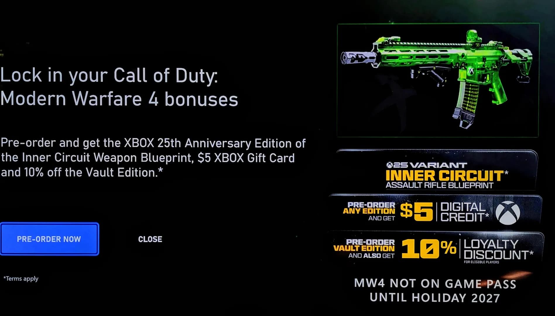 Xbox Full Screen COD Startup Ad Today