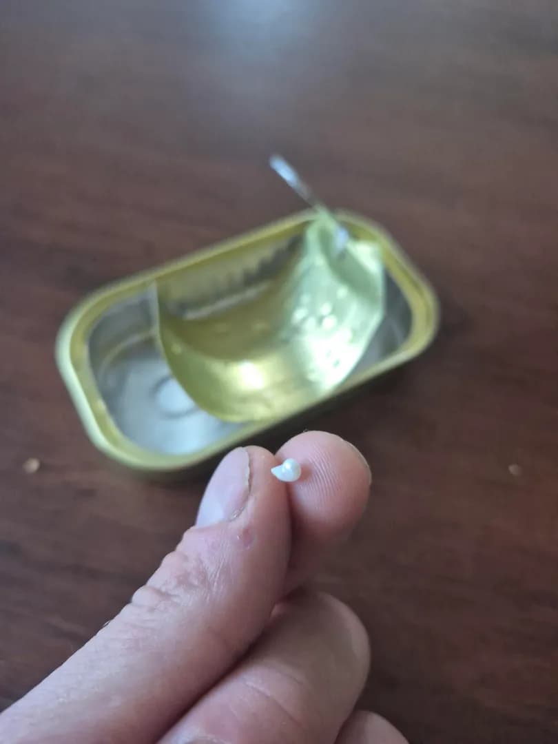After eating literally thousands of cans of smoked oysters over the last 30 years, for the first time I rolled the ultra-rare drop table and found my first pearl within one