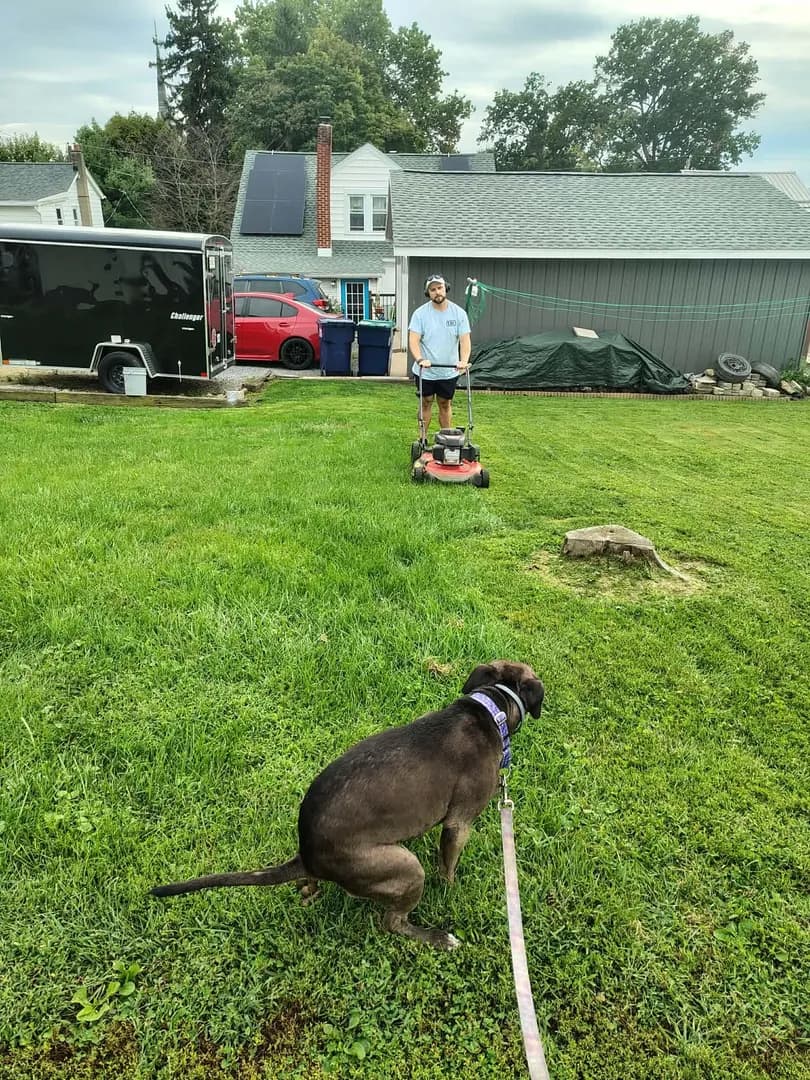 My son in law and granddog: