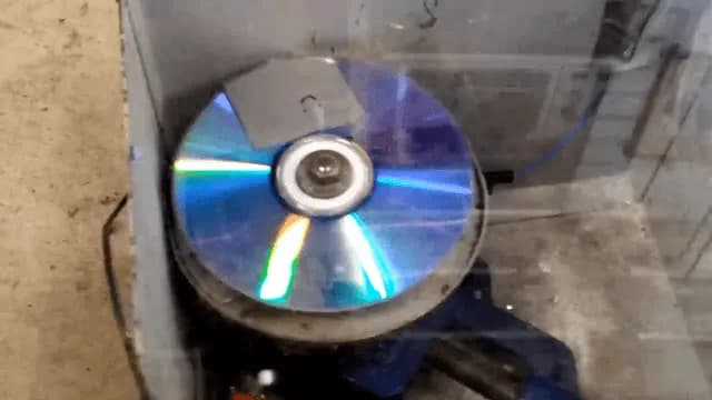 Exploding a CD by Spinning it at very high speeds