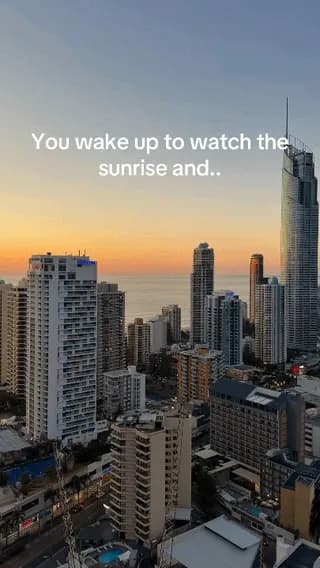 Mother whale teaches baby to see the sunrise