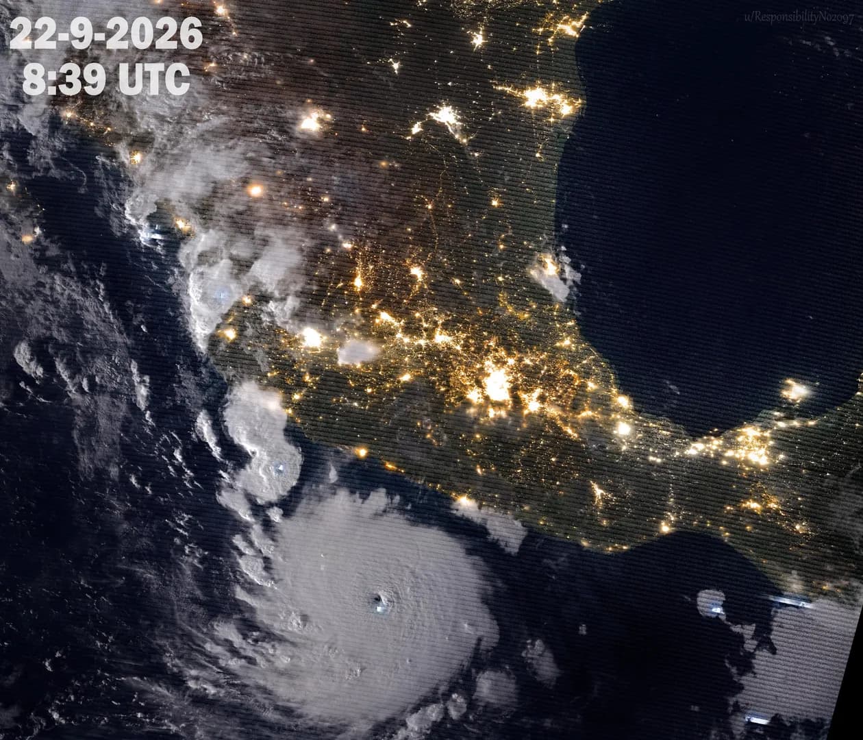 Satellite view of Category 5 Hurricane Polo next to Mexico
