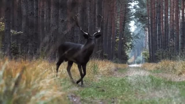 This incredibly rare black deer, estimated to occur in only 1 out of every 500,000 deer, was spotted in Poland's Barycz Valley.