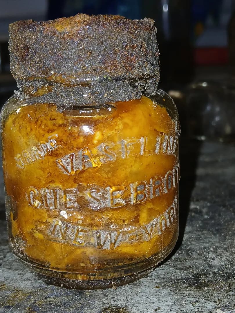 I dug up a 1910 era vaseline bottle with some Vaseline still inside.