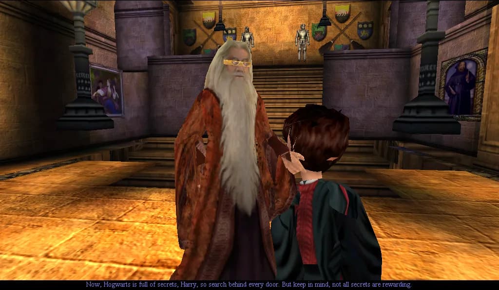 Tried to play Harry Potter and the sorcerers stone again after ages. The graphics glitched out but made Dumbledore very dapper. B)
