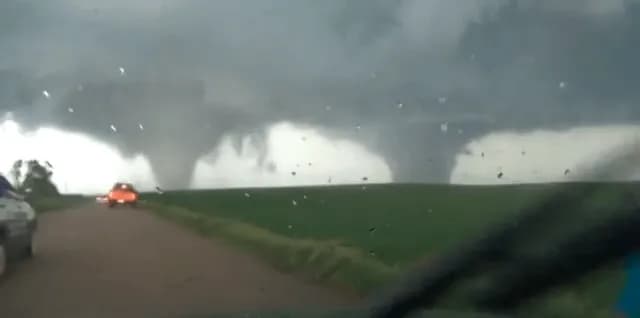 The twin tornadoes from 'Twisters' aren't just movie CGI. This is actual footage from Pilger, Nebraska.