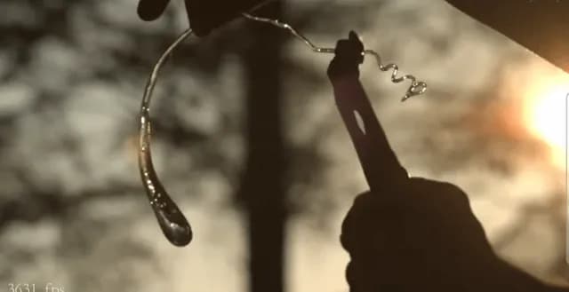 What happens when you cut the tail of a Prince Rupertās Drop, causing the internal tension to instantly shatter the glass at 3,000 mph. (Credit: SmarterEveryDay)