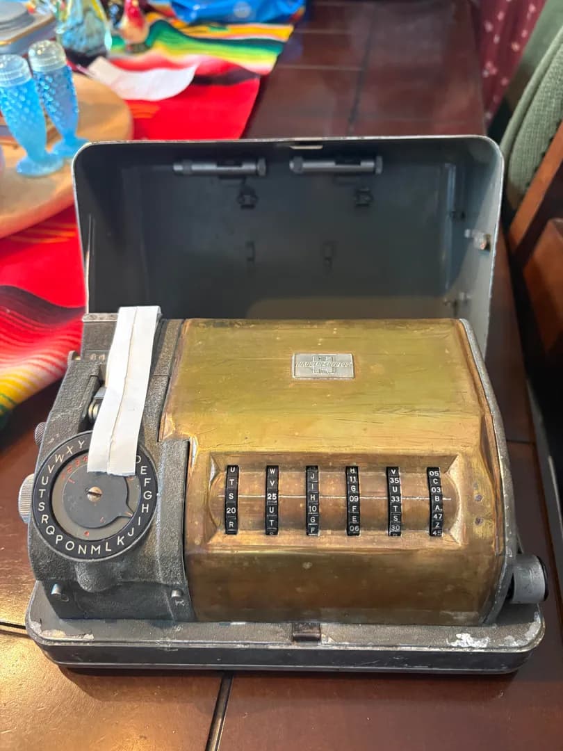 CX-52 Hagelin Cryptos Cipher Machine. Manufacturing was funded by the CIA and BND during the Cold War. Countries that were not “friends” of America and Germany were sold a weaker version, allowing the