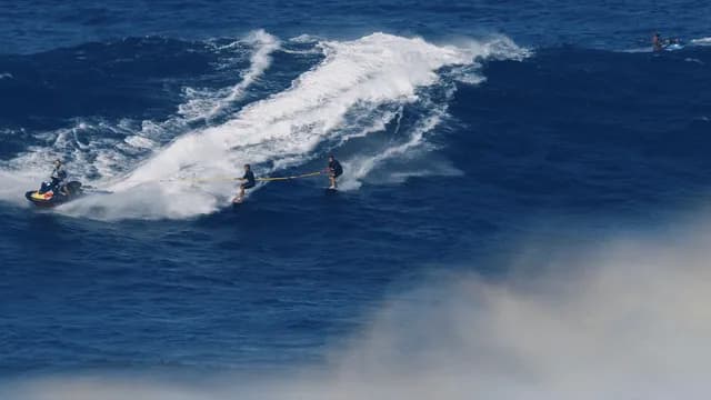 Kai Lenny and his brother Ridge Lenny were the first-ever to surf a tandem double-barrel at Maui's famous Jaws surf break