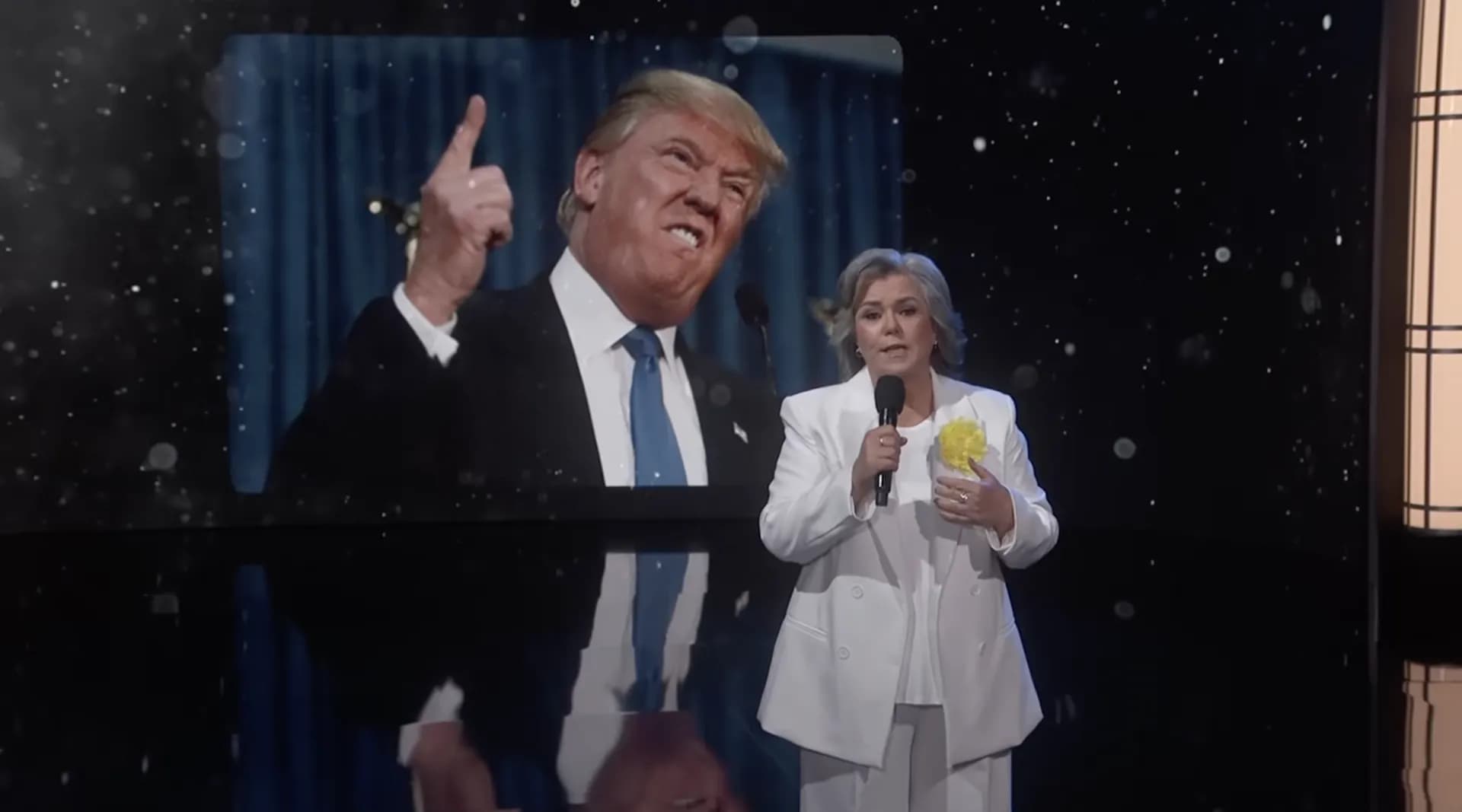 Rosie O'Donnell ends 'Kimmel' run with a song for Trump