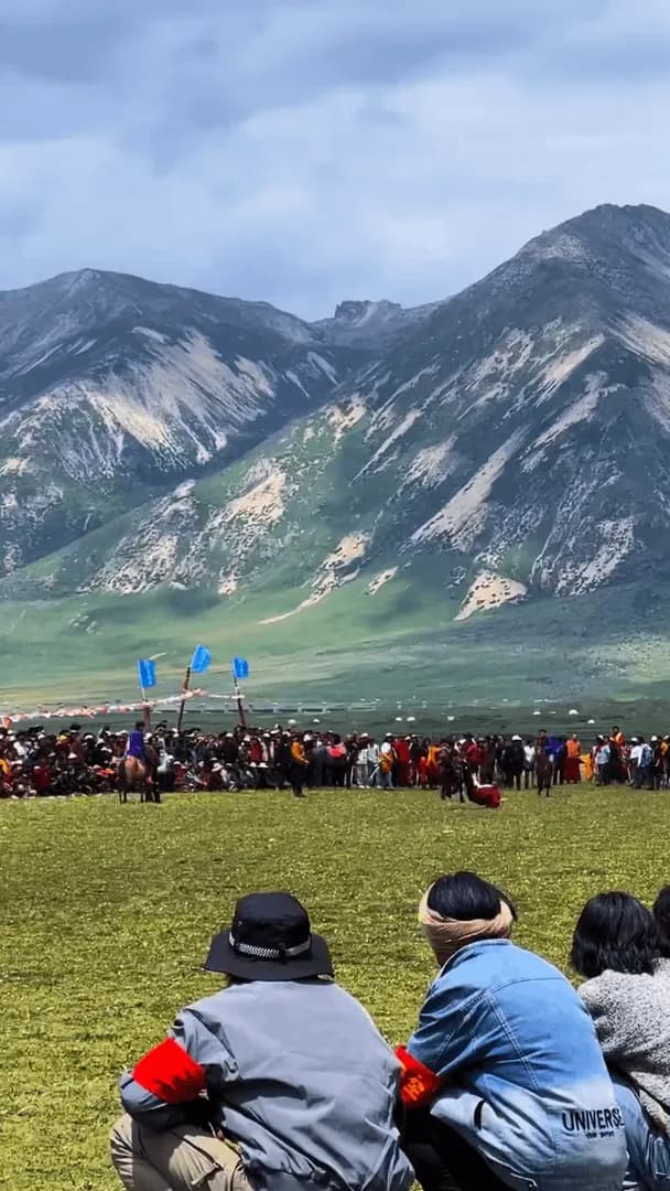 Horse rider showing his core strengths and tradition at a Tibetan grassland horse festival