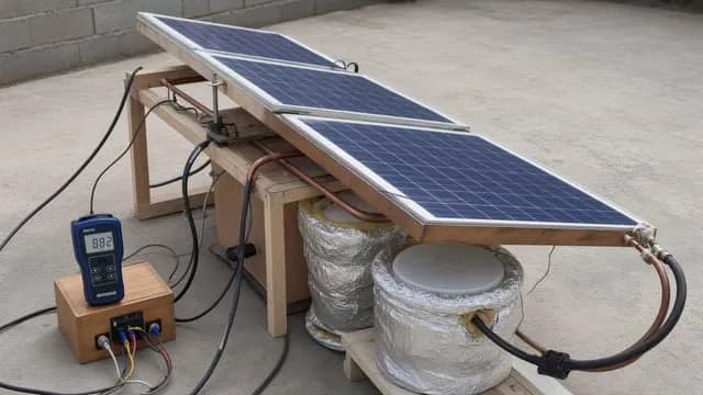A copper plate bolted to the back of a solar panel catches the 80 percent of sunlight that never becomes electricity, lifts the panel's output by 59.3 percent, sends that heat into a reactor pulling b