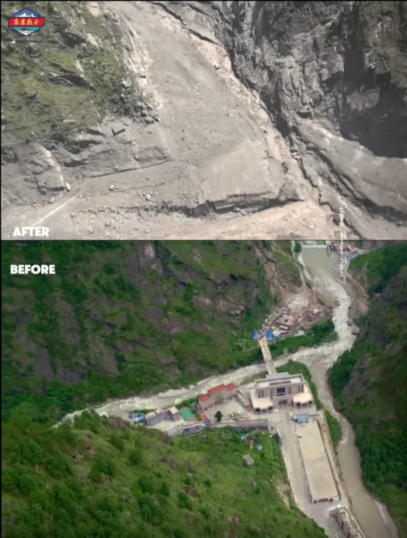 Before and after pics of the Nepal-China border crossing