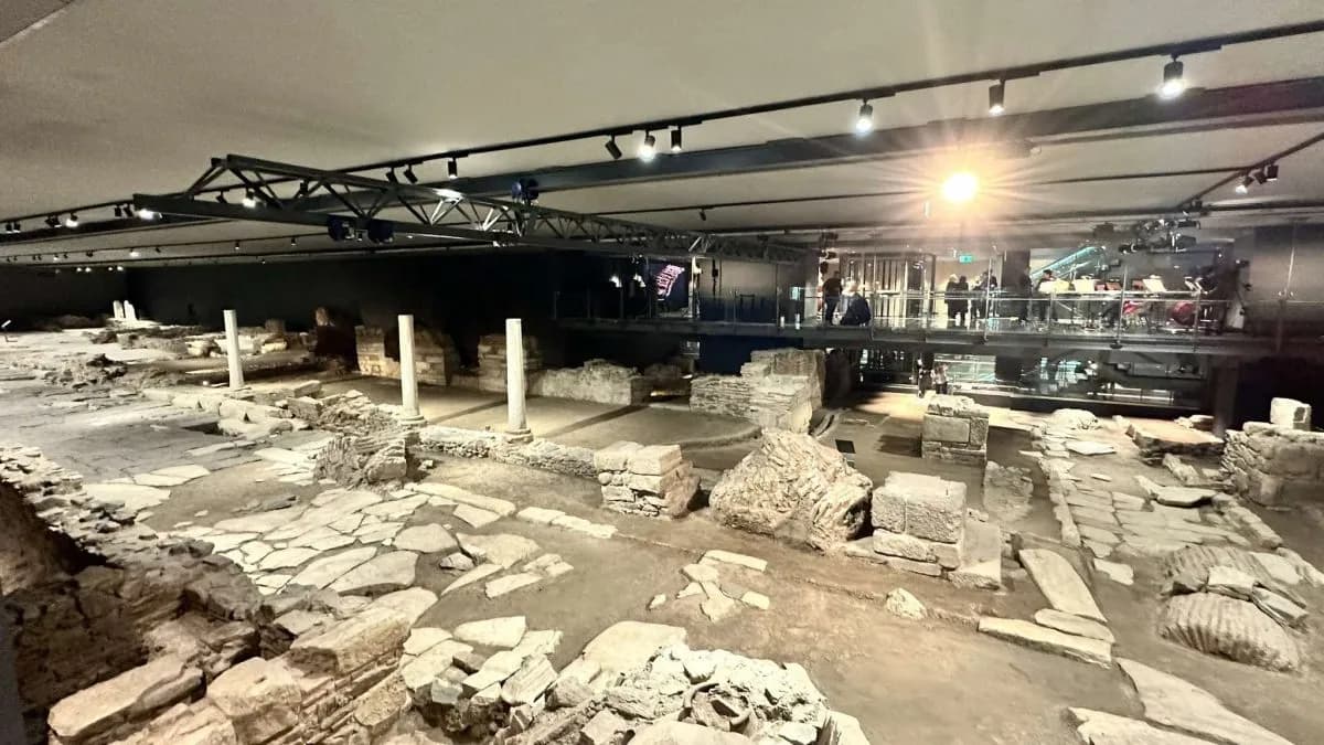 An ancient city - museum is open for the people in the subway station of Venizelou, in Thessaloniki (Greece)
