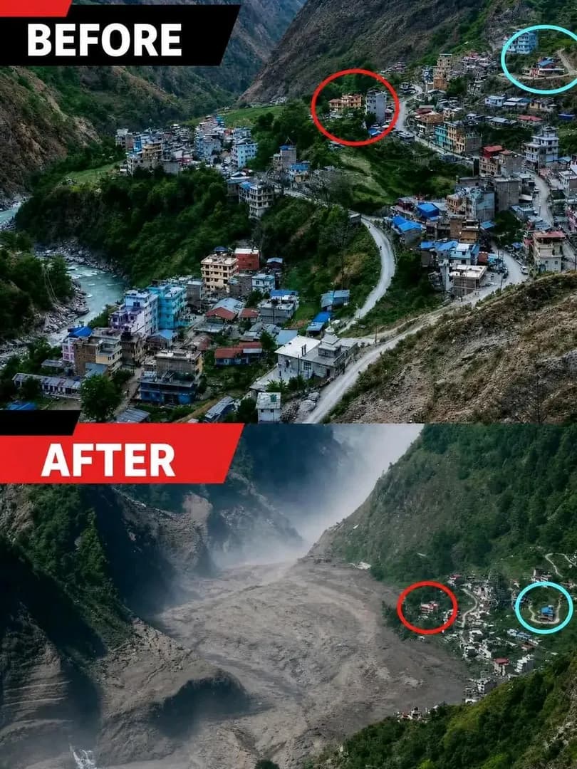 Before and after the August 26 glacier-collapse flood in Nepal