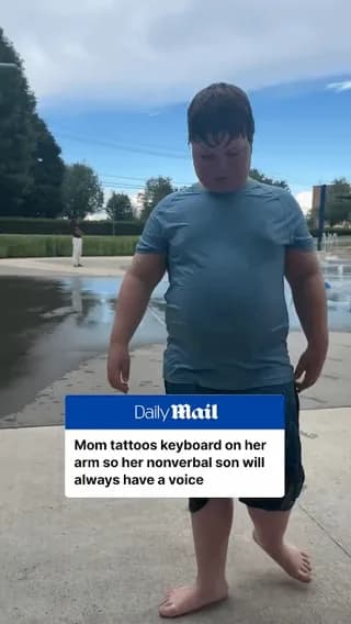 Mom tattoos keyboard on her arm so her nonverbal son will always have a voice