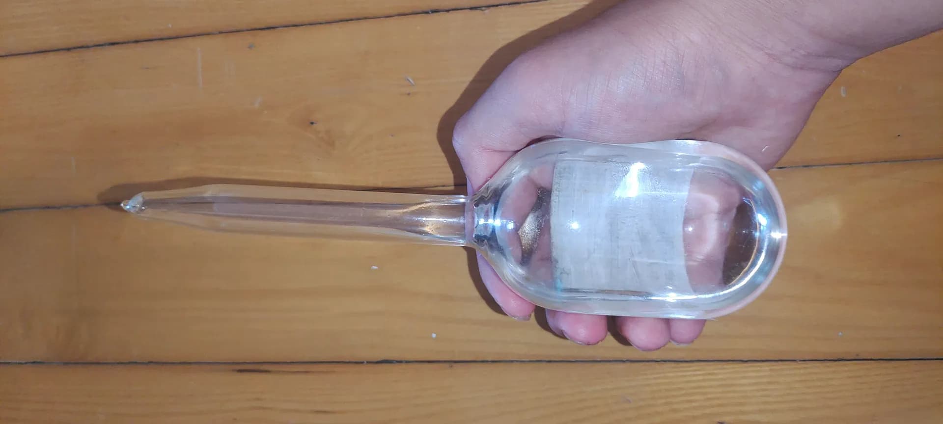 A bottle of ethylene oxide produced in the 1980s—not a solution, but the pure substance.