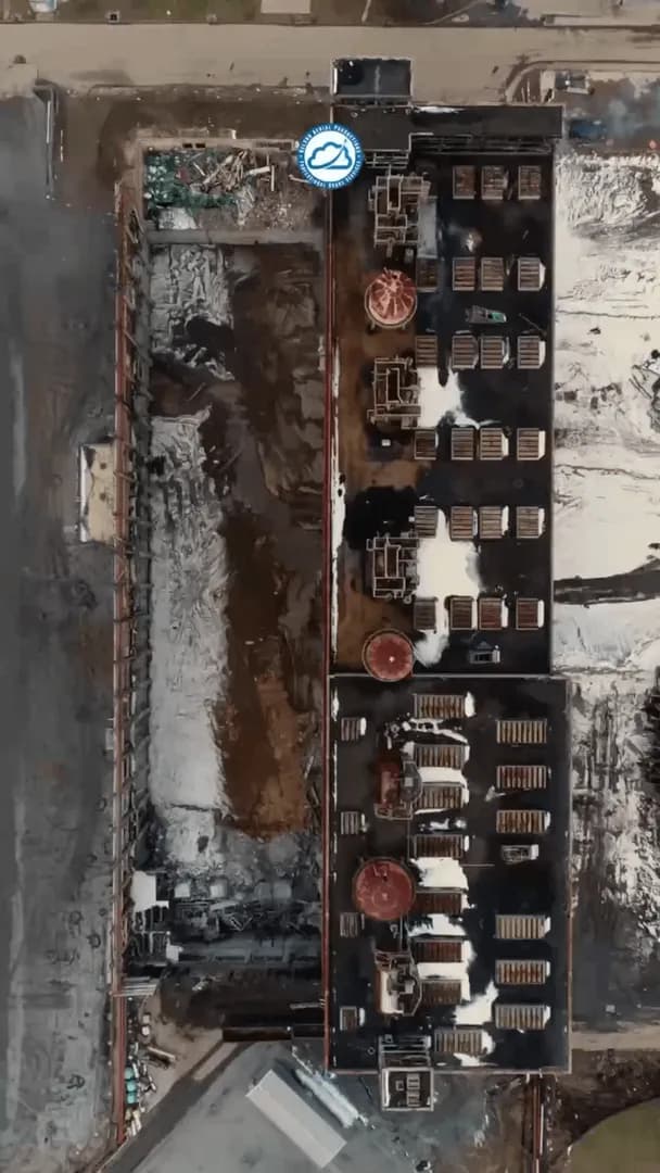 Controlled demolitions filmed from above with ambient sounds