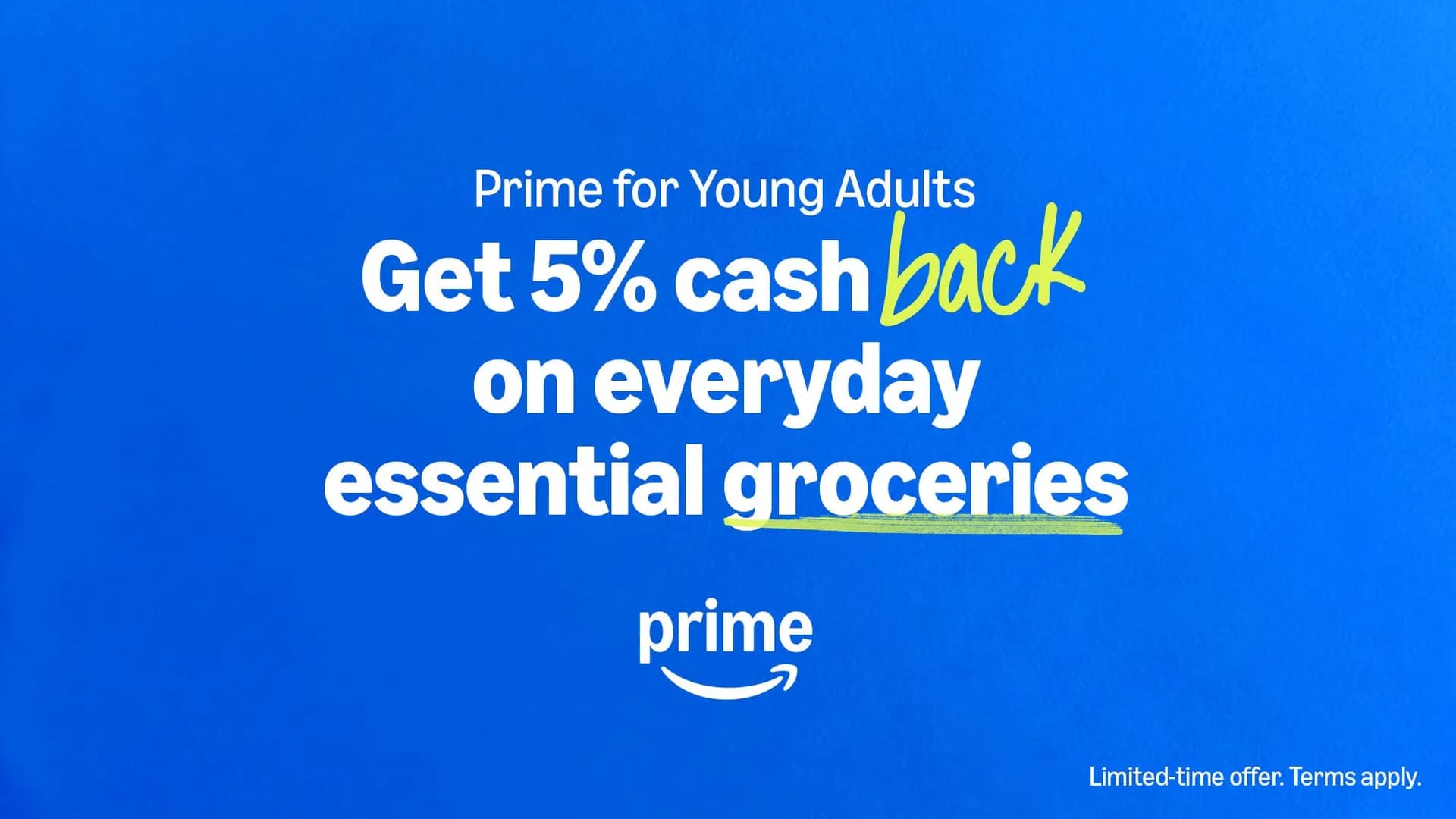 Prime for Young Adults: Cash back on groceries and 30-min delivery