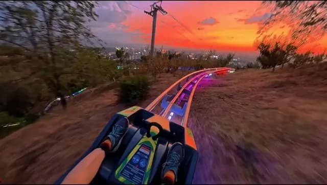 Riding into the sunset in Almaty, Kazakhstan.