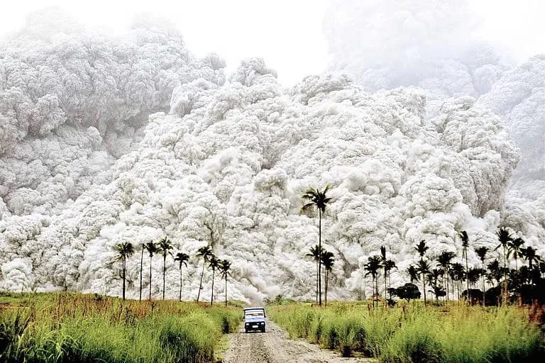 Alberto Garcia, June 15, 1991, escaping the pyroclastic flows of Mt. Pinatubo. This eruption was 10x stronger than Mt. St. Helens and resulted in 770 deaths.