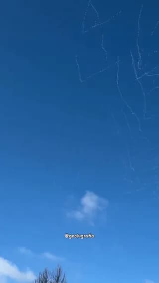 Formations of snow geese in the sky during their biannual migration