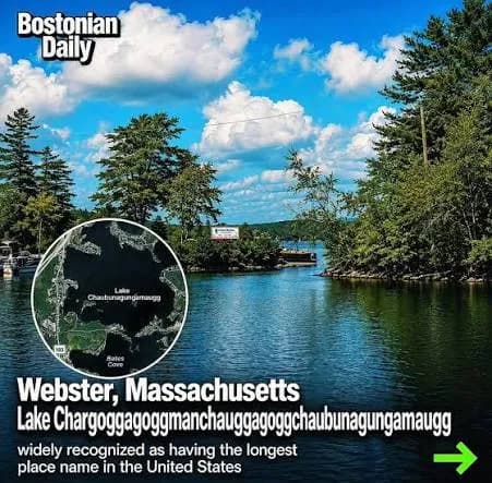 The lake with the longest name is located in Webster, Massachusetts. Its name spans a massive 45 letters and is often referred to as the Webster lake