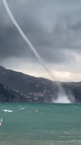 Santa Margherita Ligure, Liguria, Italy - An Incredible Waterspout was Spotted Near the Area