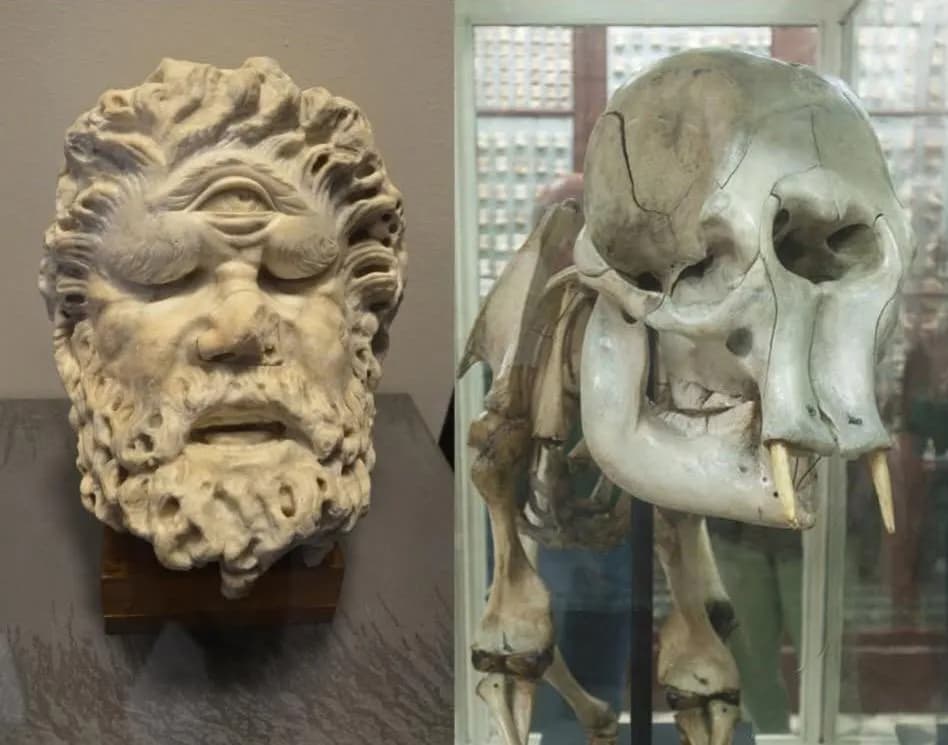 The Greek myth of the Cyclops is thought to have been inspired by prehistoric dwarf elephant remains found on Mediterranean islands.